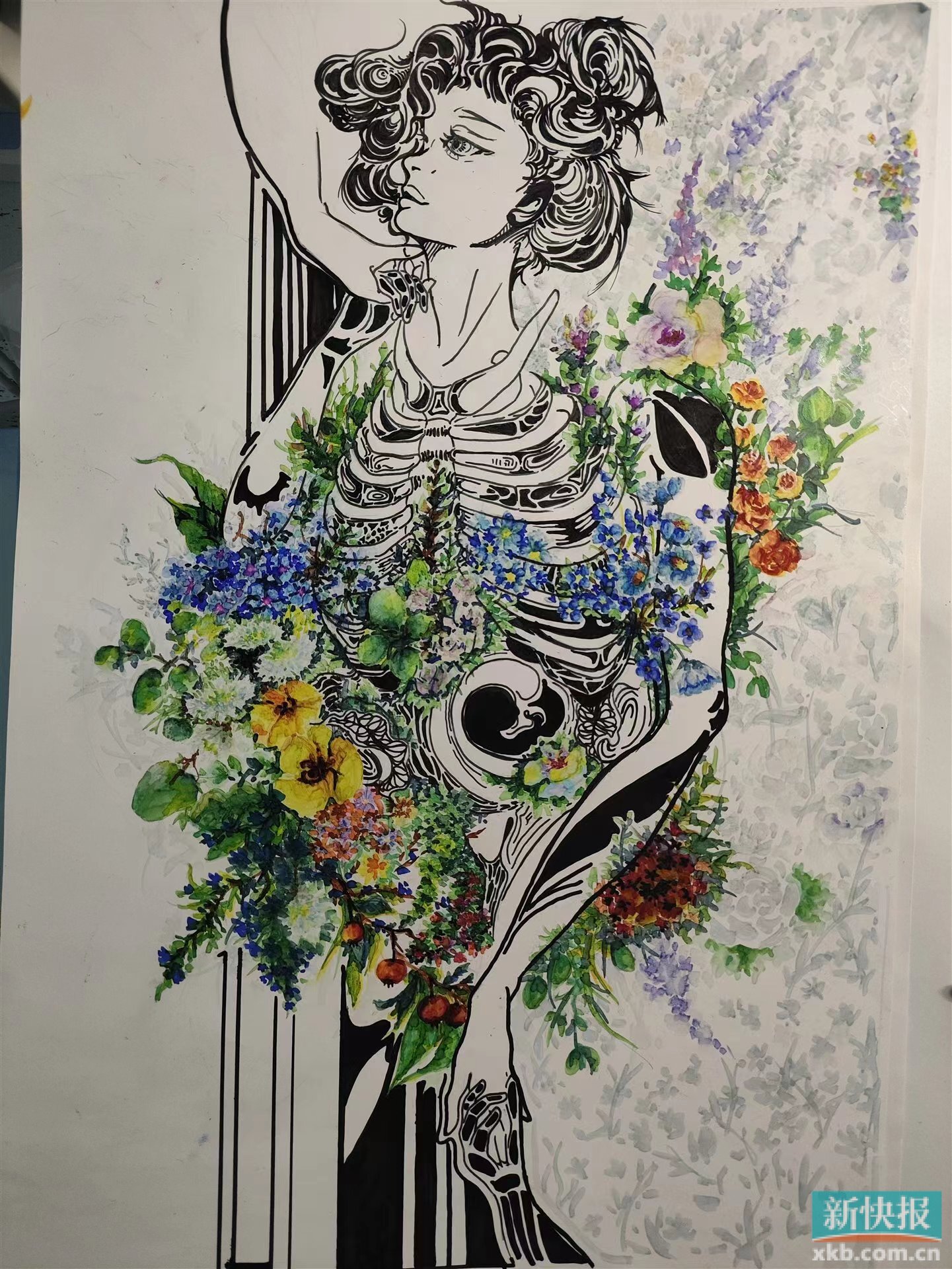 医学生人体解剖学手绘图惊艳亮相 广药大一校三区展出的近百幅优秀作品__新快网